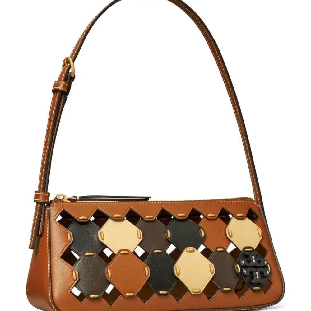 Tory Burch McGraw Die Cut Leather Wedge Hippie BOHO Shoulder Bag::RARE::NWT:: - Picture 6 of 14